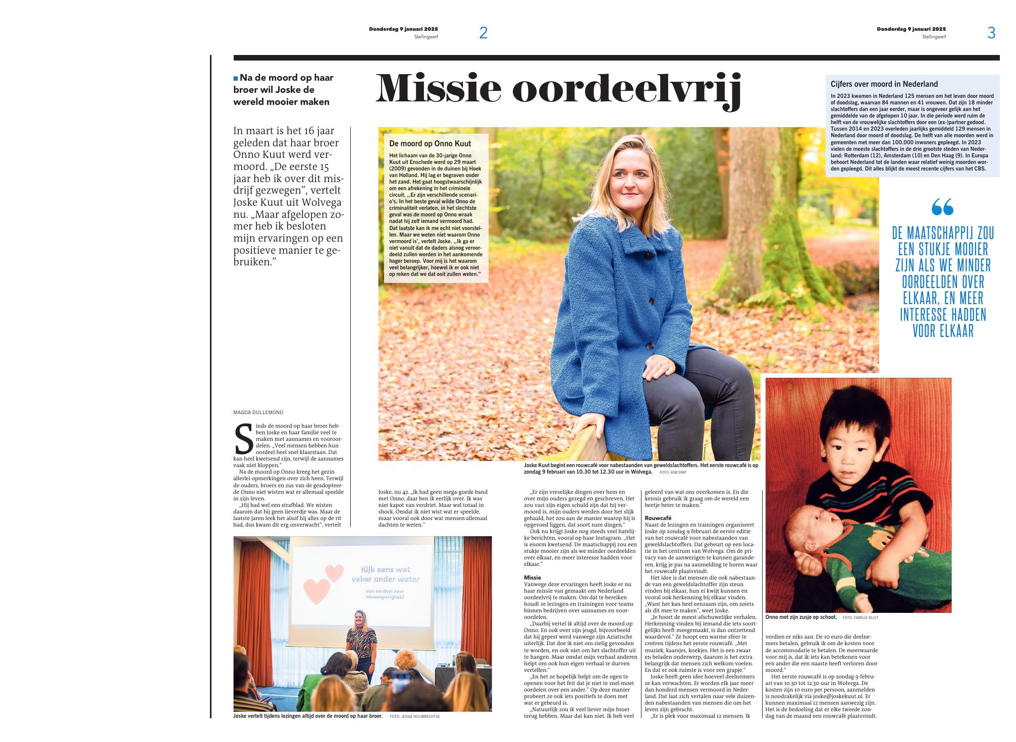 Artikelspread Missie oordeelvrij in Stellingwerf